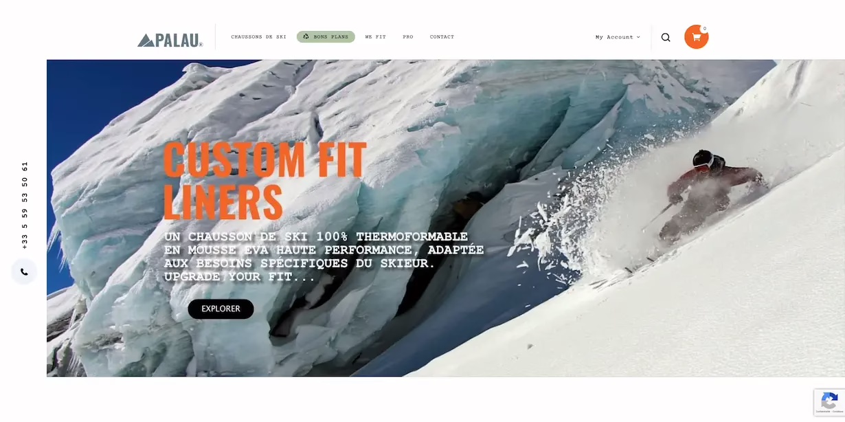 agence communication web à Pau refonte site internet e-commerce Palau Ski Boot Liners