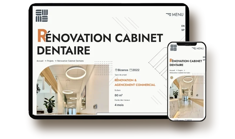 Pages du projet de création de site internet pour l'agence d'architecture d'intérieur EWAD à Pau