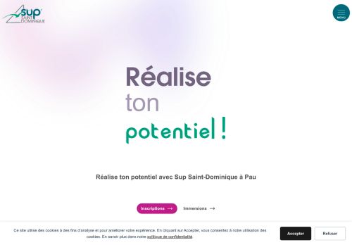 Page d'accueil du site Sup'Saint-Dominique après refonte — thème custom WordPress Tailwind v4