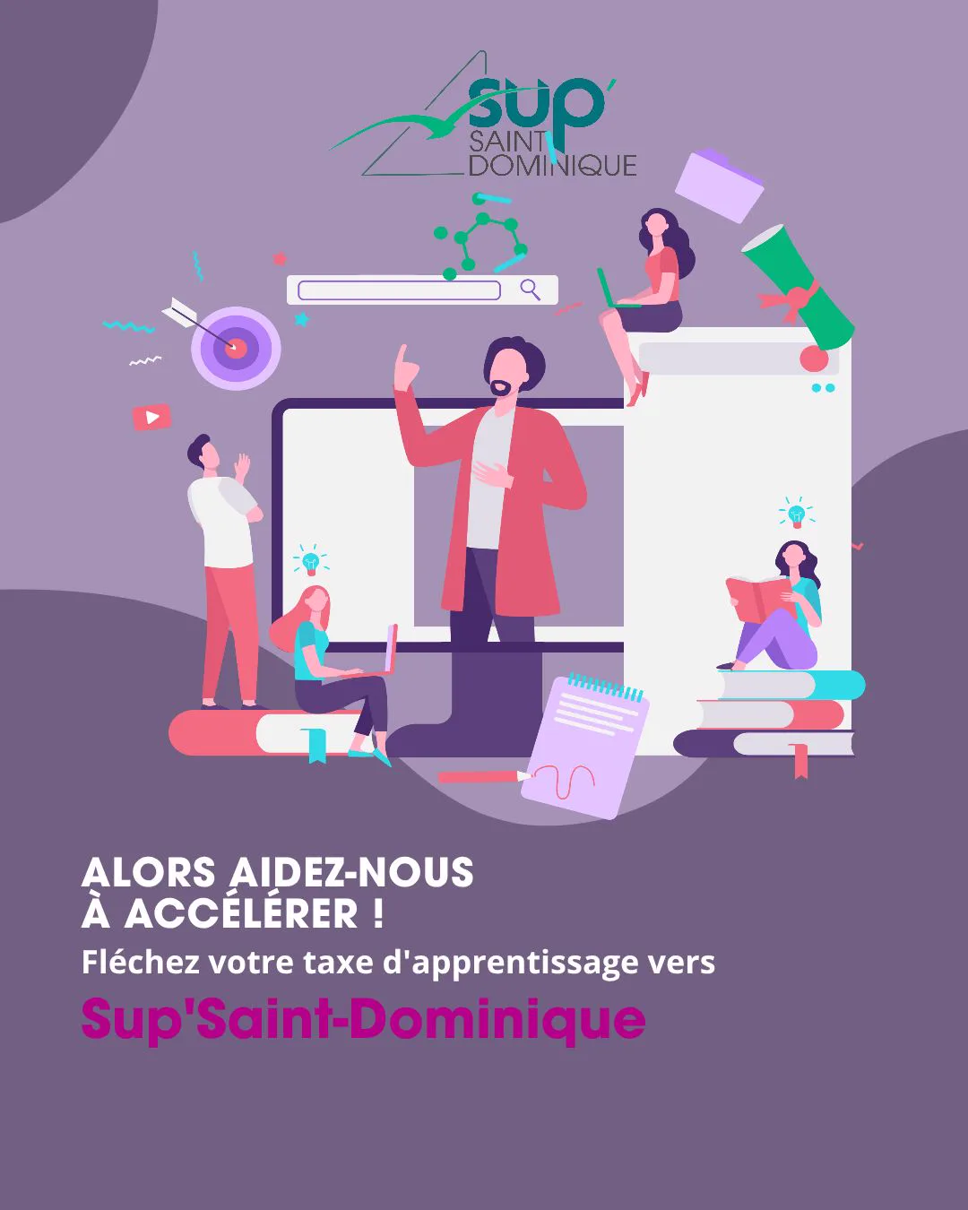 Version 4:5 de la vidéo motion design Sup'Saint-Dominique pour les réseaux sociaux